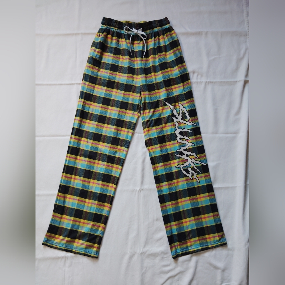 Slunks SlunkjaMas Multicolor Plaid Unisex Pajama Lounge Pants ~ Size Medium
